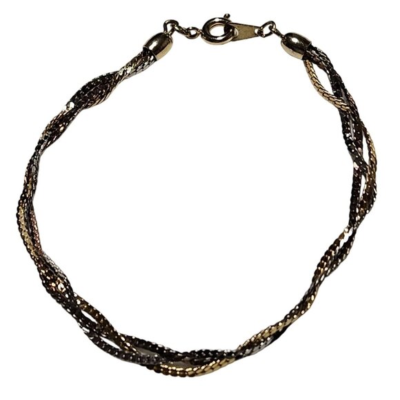 Elegant Twisted Chain Bracelet Two Tone Gold Silver Minimalist Fashion Jewelry - Picture 1 of 4